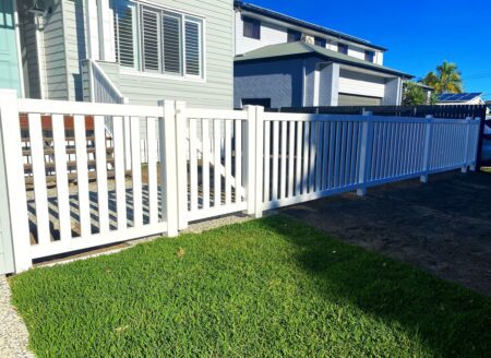 Margaret PVC garden fence gallery with pedestrian gate by Queensland Fencing Specialists